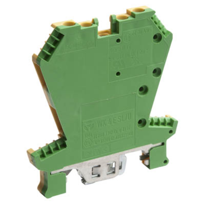 57.504.9255.0 Wieland selos WK 4mm Earth Double DIN Rail Terminal for TS35 &amp; TS32 Rail Double Feed Through WKN4E/U/V0