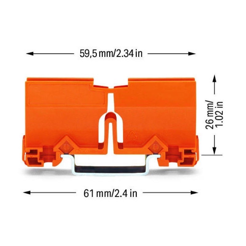 773-332 WAGO Mounting Carrier for 773 Series DIN Rail or Screw Fixing Orange