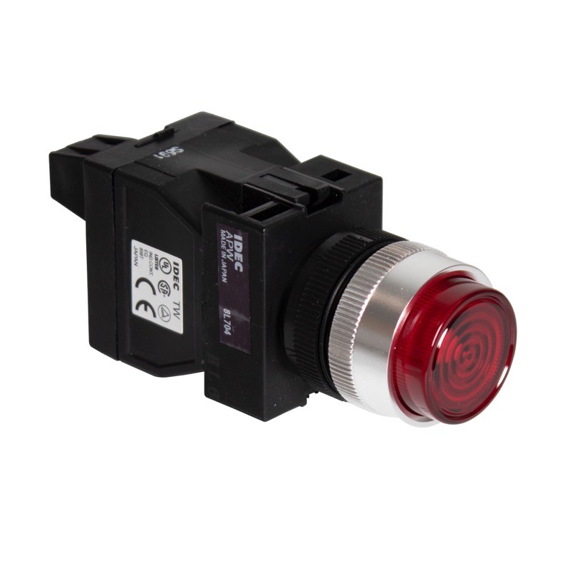 APW1246DR-TK392 IDEC TW Red 230V Transformer Pilot Lamp supplied with 6V LED 22.5mm Chrome Bezel