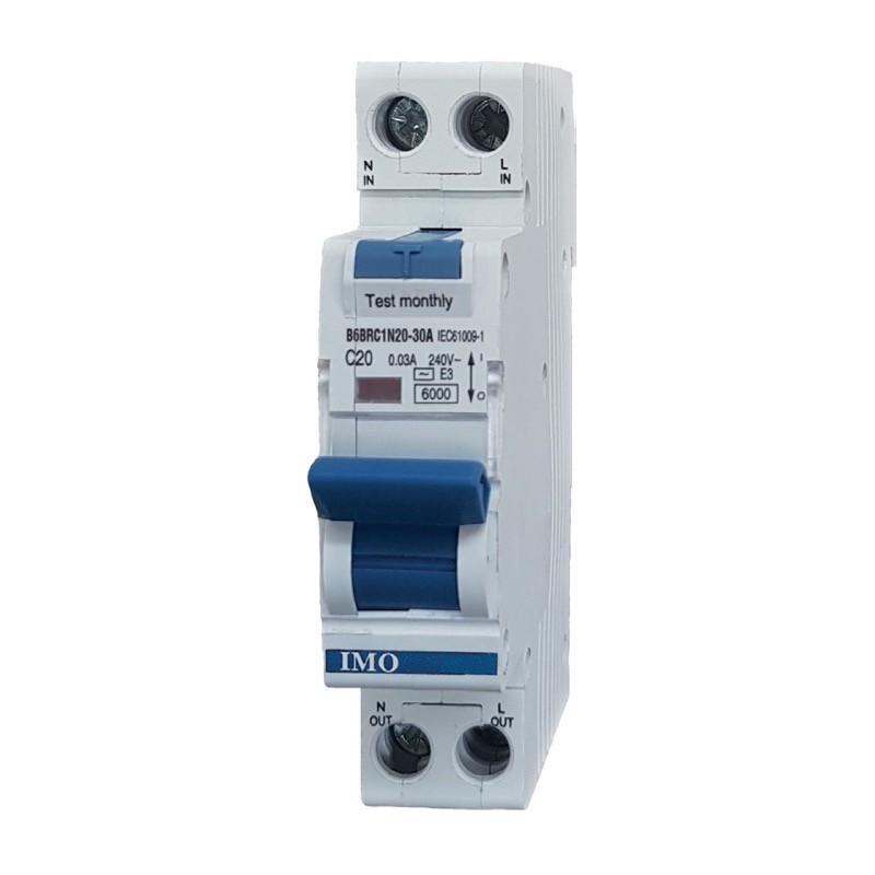 B6CRC1N32-30 IMO B6 Single Pole &amp; Neutral RCBO C Curve 32A 30mA Type AC