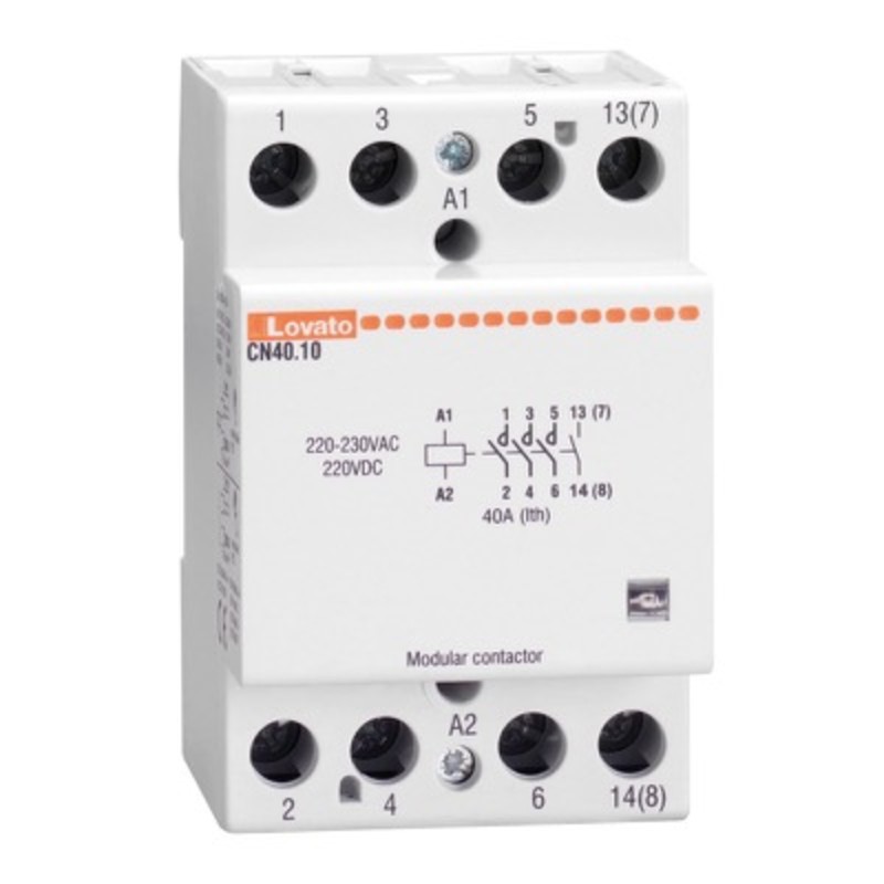 CN4010220 Lovato CN Triple Module 4 Pole Modular Contactor 4 x N/O 220-230VAC Coil 40A AC1 