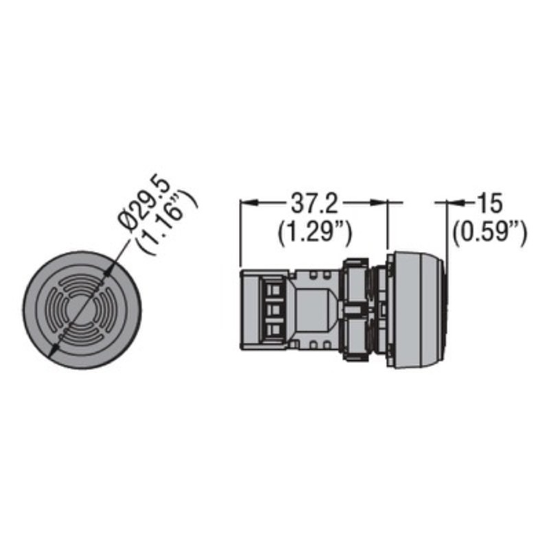 LPCZSMIP Lovato Platinum Monoblock Buzzer 185-265VAC/DC Continuous or Pulse tone IP66/67/69K 80dB