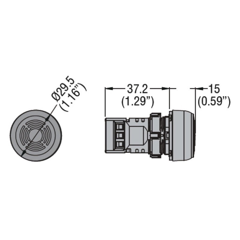 LPCZSAIP Lovato Platinum Monoblock Buzzer 9-15VAC/DC Continuous or Pulse tone IP66/67/69K 80dB