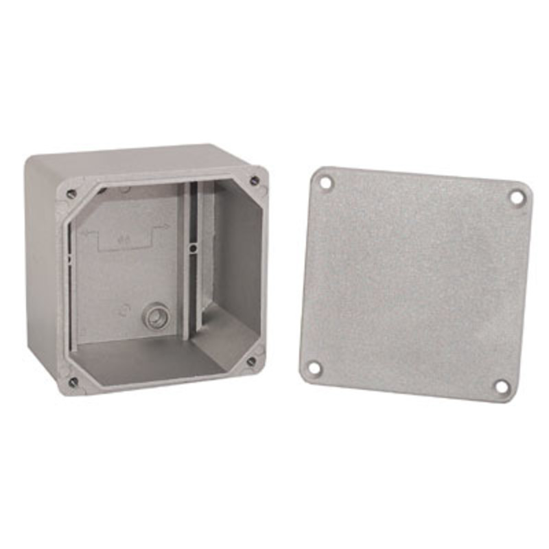 E102.102 RP Eleg Aluminium 102 x 102 x 73mmD Enclosure IP65 Sandblasted Finish External Fixing Brackets Included