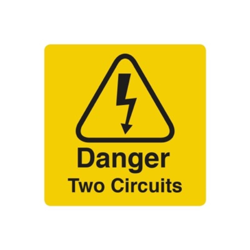 KWSD2C50R10 50 x 50mm &#039;Danger Two Circuits&#039; Roll 250 Labels