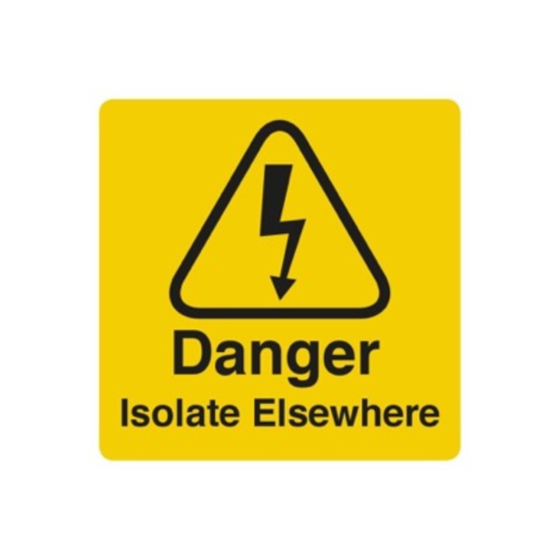 KWSDIE0V250 50 x 50mm &#039;Danger Isolate Elsewhere&#039; Roll 250 Labels