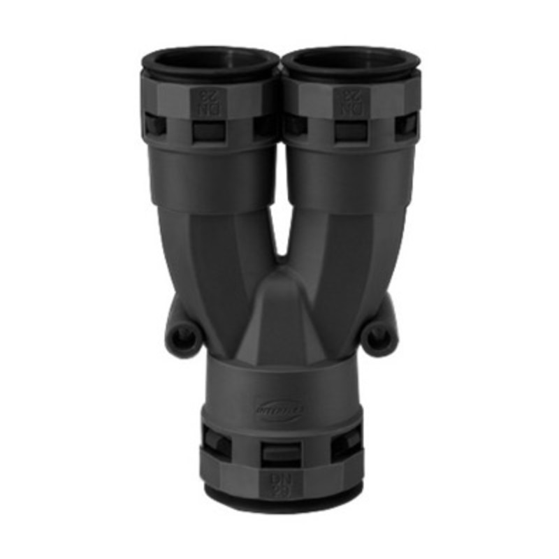 YKD-292323N Interflex Nylofix YKD Black Y Piece for AGT Conduit with 1 x AGT29N Conduit Entry and 2 x AGT23N Conduit Entries