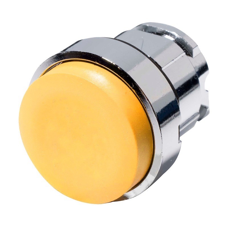 ZB4BL5 Schneider Harmony XB4 Yellow Projecting Pushbutton Actuator 22.5mm Spring Return Chrome Bezel