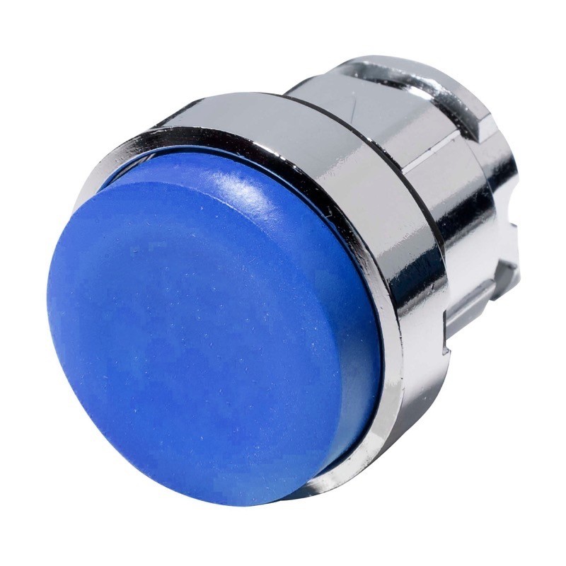 ZB4BL6 Schneider Harmony XB4 Blue Projecting Pushbutton Actuator 22.5mm Spring Return Chrome Bezel