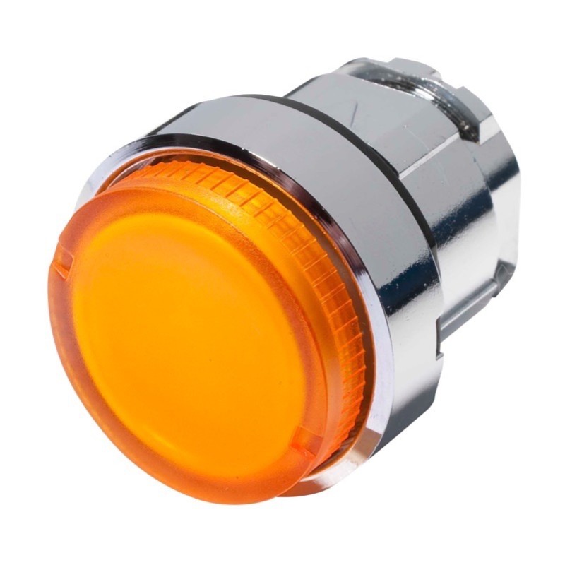 ZB4BW15 Schneider Harmony XB4 Yellow Extended Illuminated Pushbutton Actuator for use with Integral LED 22.5mm Spring Return Chrome Bezel