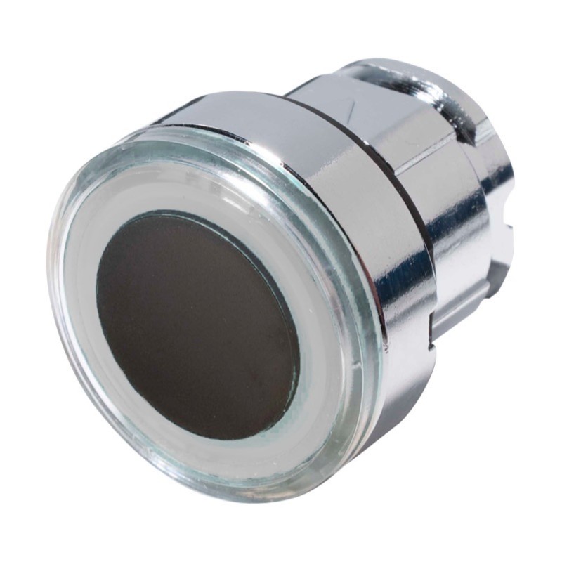 ZB4BW913 Schneider Harmony XB4 White Flush Illuminated Ring Pushbutton Actuator for use with Integral LED 22.5mm Spring Return Chrome Bezel