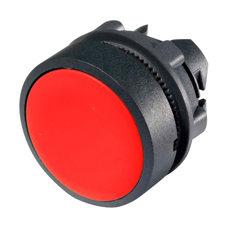 ZB5AA4 Schneider Harmony XB5 Red Pushbutton Actuator 22.5mm Spring Return Dark Grey Plastic Bezel