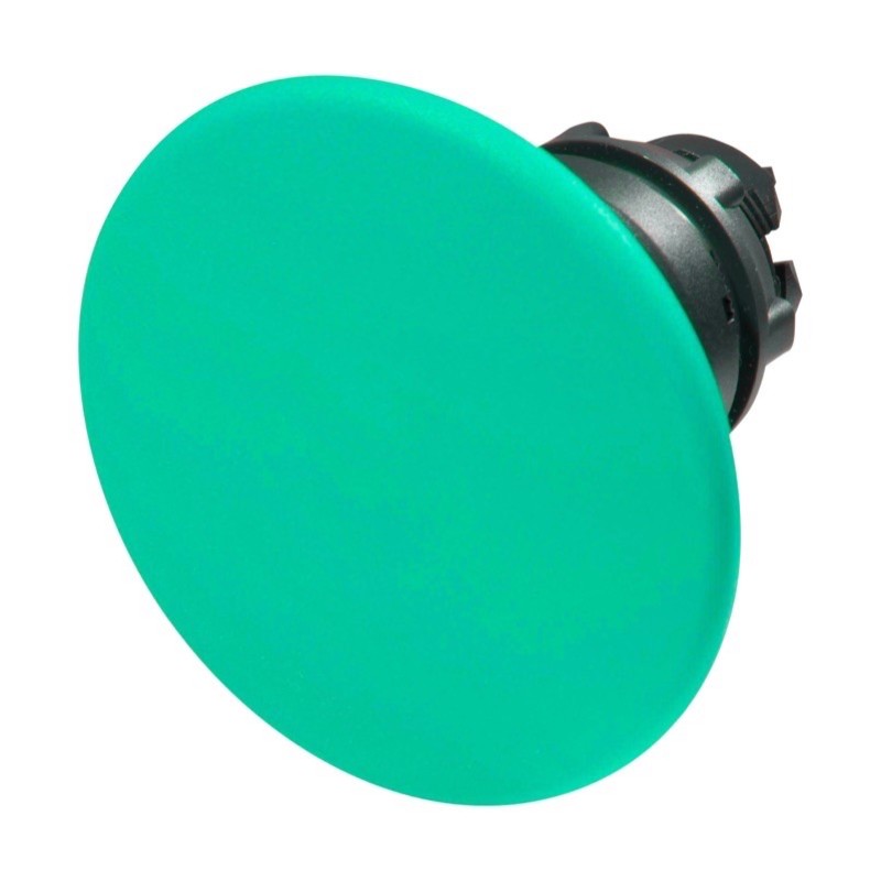 ZB5AR3 Schneider Harmony XB5 Green 60mm Mushroom Head Pushbutton Actuator 22.5mm Spring Return Dark Grey Plastic Bezel