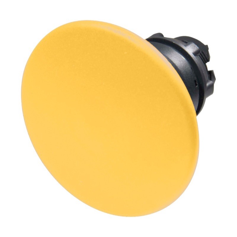 ZB5AR5 Schneider Harmony XB5 Yellow 60mm Mushroom Head Pushbutton Actuator 22.5mm Spring Return Dark Grey Plastic Bezel