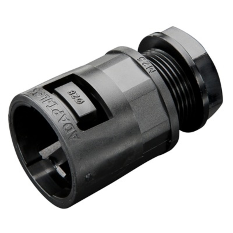 AL34/M40/A/BL Adaptaflex Type A Adaptalok Black Straight Fitting for PAFS34 Conduit with 40mm Male Thread. Includes Locknut