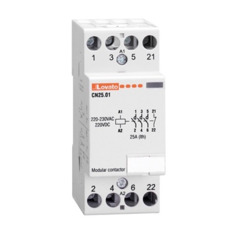 CN2501024 Lovato CN Double Module 4 Pole Modular Contactor 3 x N/O 1 x N/C 24VAC/DC Coil 25A AC1