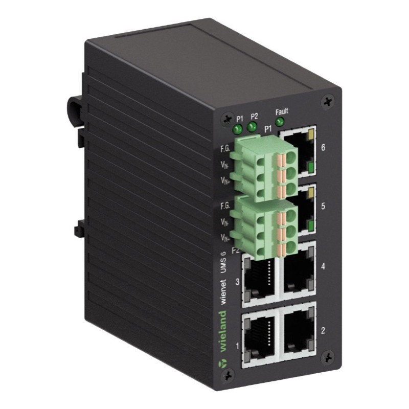 83.040.0000.0 Wieland wienet Unmanaged Ethernet Switch 6 Port Metal Housing 90H x 45W x 80mmD