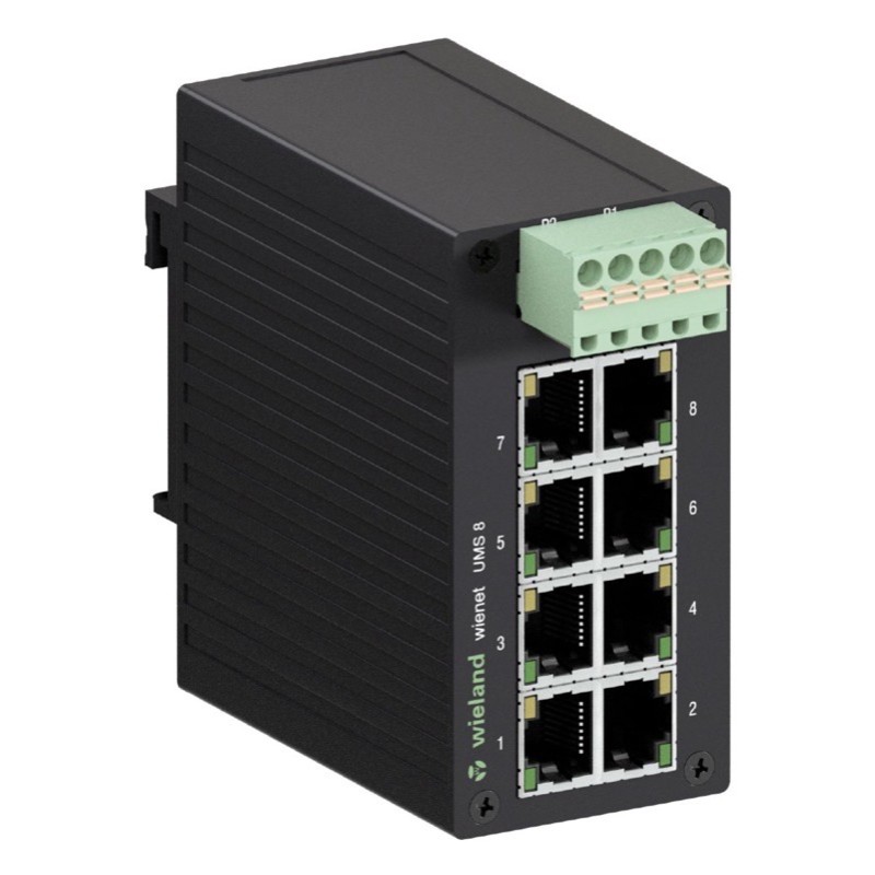 83.040.0001.0 Wieland wienet Unmanaged Ethernet Switch 8 Port Metal Housing 90H x 45W x 80mmD