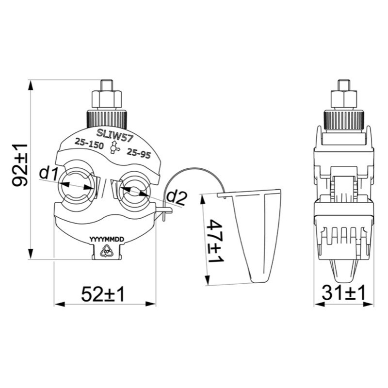 SLIW57 Ensto Insulation Piercing Connector for up to 150mm Aluminium or Copper Cable