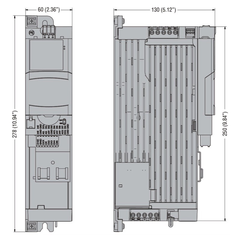 VLB30022A480 Lovato VLB3 Three Phase Variable Frequency Drive 400-480V 5.6A 2.2kW