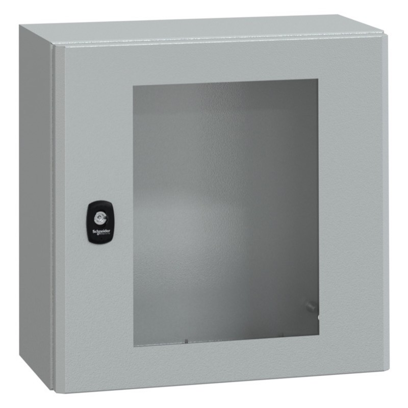 NSYS3D4420T Schneider Spacial S3D Mild Steel 400H x 400W x 200mmD Wall Mounting Enclosure IP66 Glazed Door