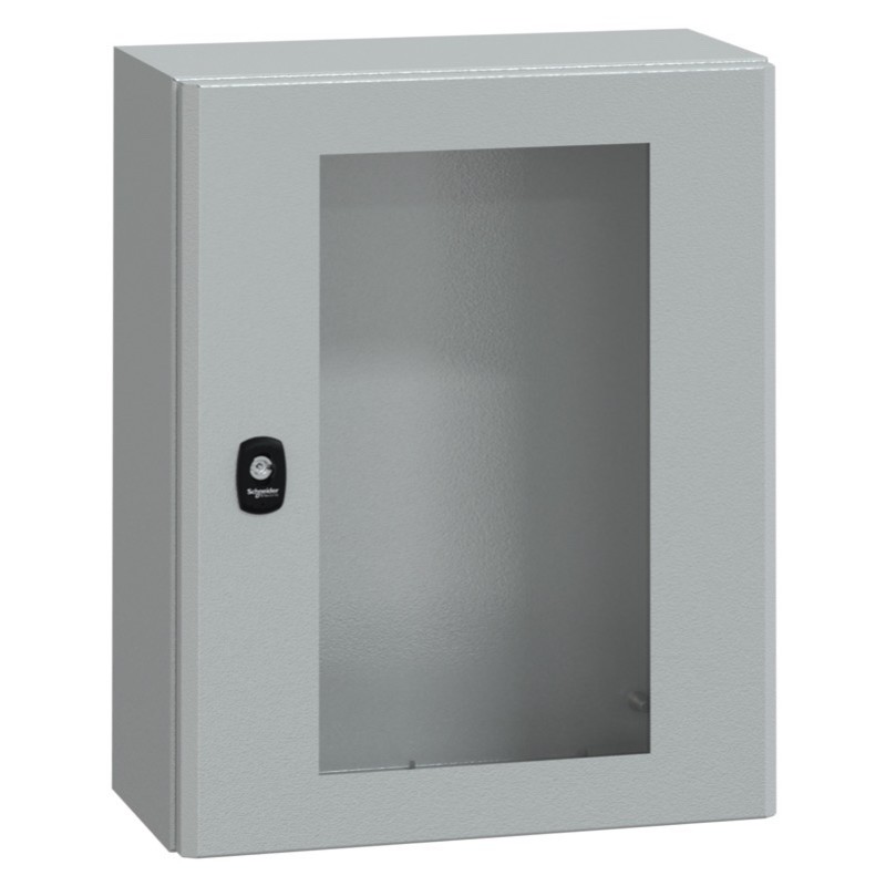 NSYS3D5425T Schneider Electric PanelSeT S3D Mild Steel 500H x 400W x 250mmD Wall Mounting Enclosure IP66 Glazed Door