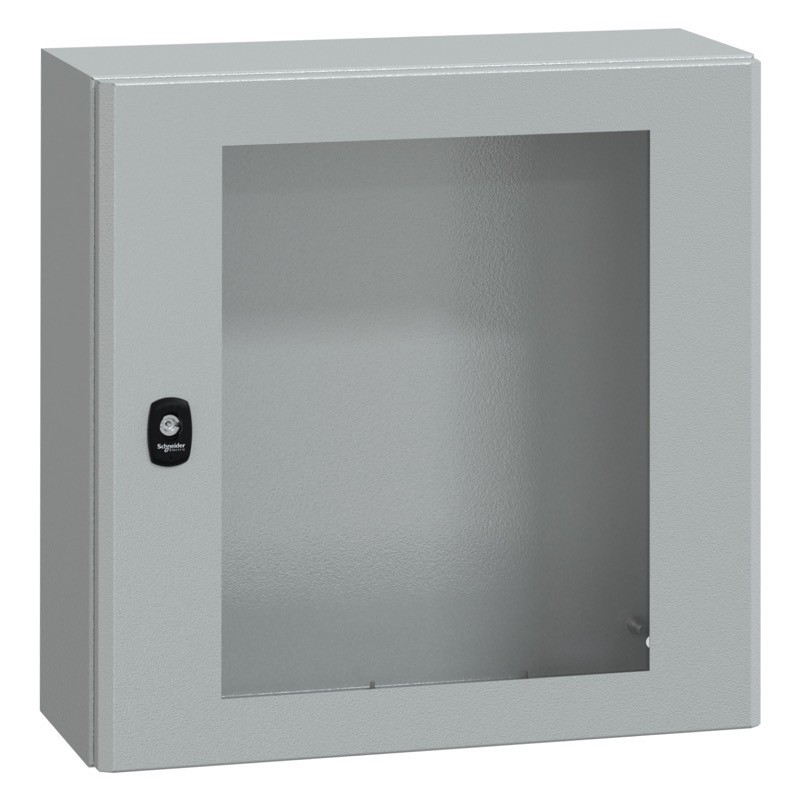 NSYS3D5520T Schneider Spacial S3D Mild Steel 500H x 500W x 200mmD Wall Mounting Enclosure IP66 Glazed Door