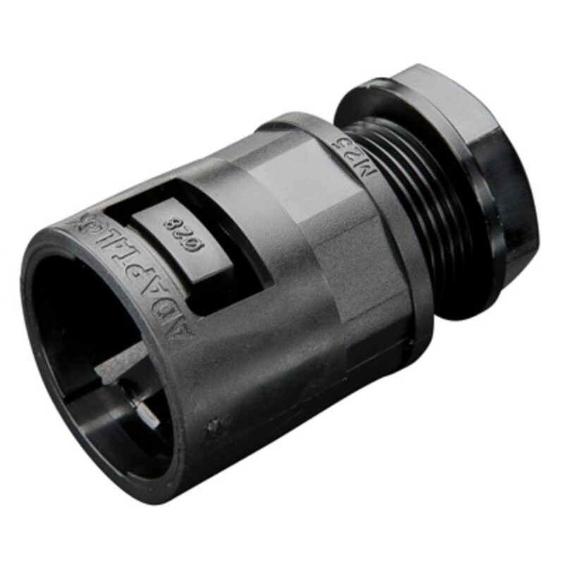 AL16/M20/A/BL Adaptaflex Type A Adaptalok Black Straight Fitting for PAFS16 Conduit with 20mm Male Thread. Includes Locknut