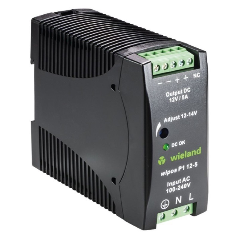 81.000.6132.0 Wieland wipos P1 Power Supply 5A 60W 85-264VAC Input Voltage 12-14VDC Output Voltage