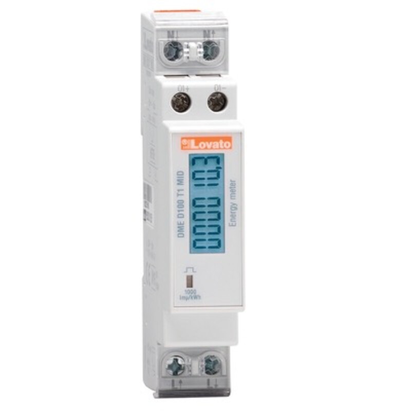 DMED100T1MID Lovato Electric Synergy 40A Single Phase Energy Meter LCD Screen 1 Pulse Output MID Certified