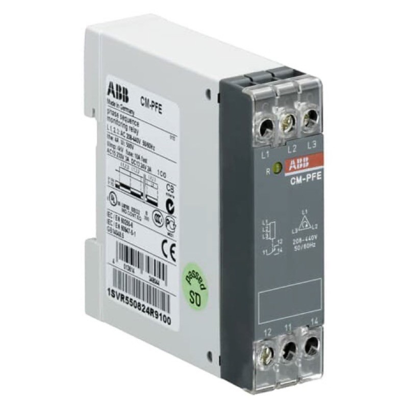 1SVR550824R9100 ABB CM-PFE Three Phase Monitoring Relay Phase Sequence &amp; Phase Failure 3 x 208 - 440VAC