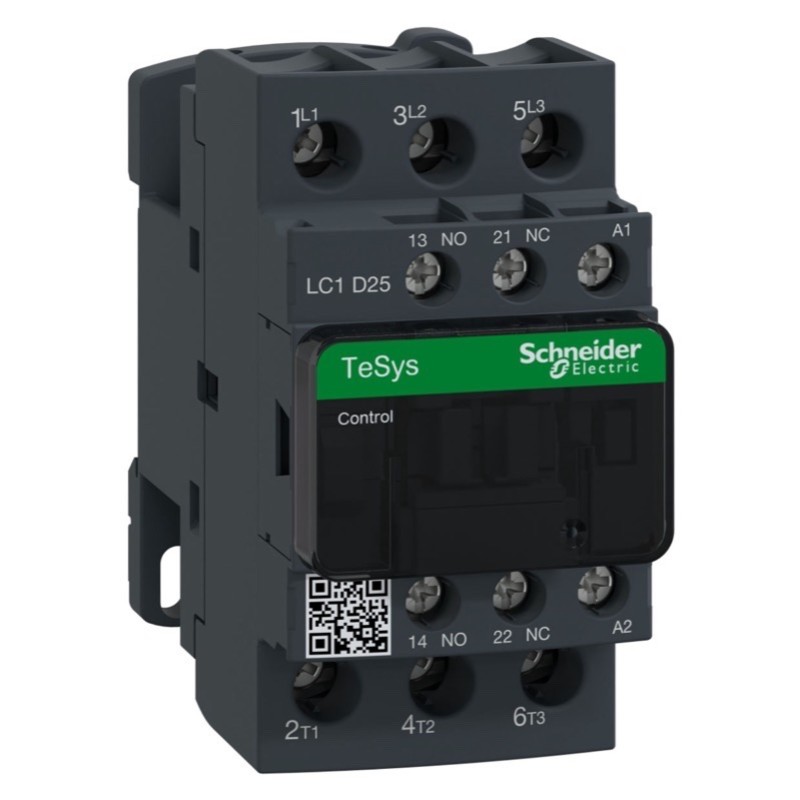 LC1D25P7 Schneider TeSys D Contactor 3 Pole 25A AC3 11kW 1 x N/C Auxiliary &amp; 1 x N/O Auxiliary 230VAC Coil