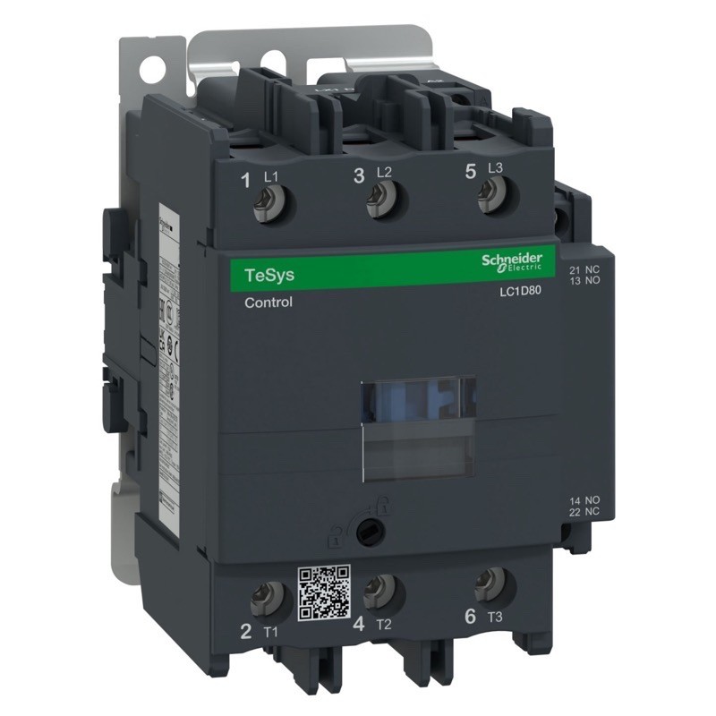 LC1D80V7 Schneider TeSys D Contactor 3 Pole 80A AC3 37kW 1 x N/C Auxiliary &amp; 1 x N/O Auxiliary 400VAC Coil