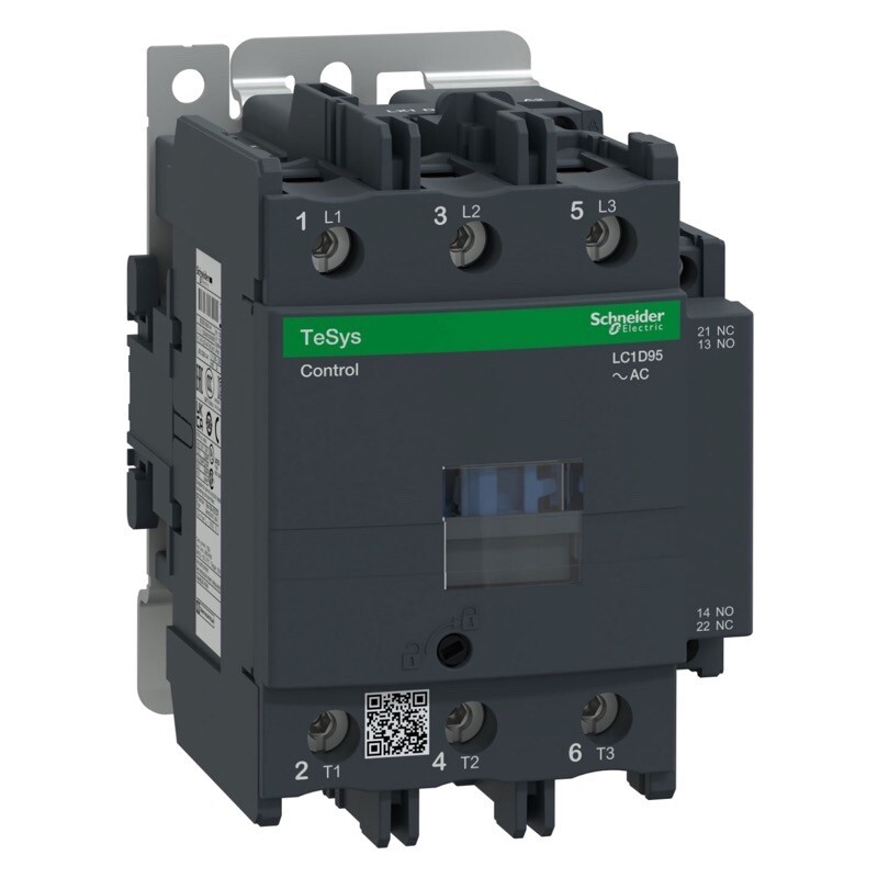 LC1D95V7 Schneider TeSys D Contactor 3 Pole 95A AC3 45kW 1 x N/C Auxiliary &amp; 1 x N/O Auxiliary 400VAC Coil