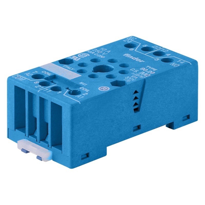 90.20SMA Finder 90 Series Blue Double Pole 8 Pin Relay Base for 60.12 Relays