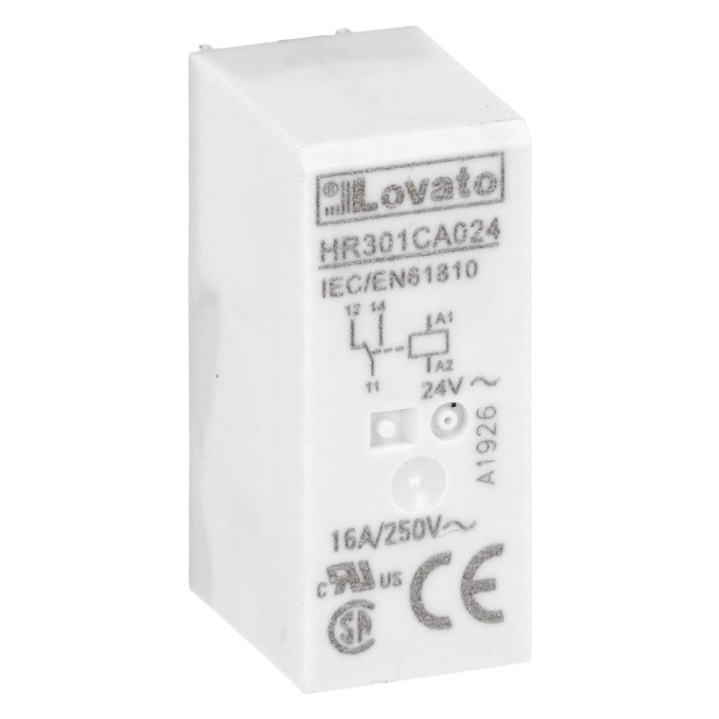 HR301CA024 Lovato HR30 Single Pole 10A Relay 24VAC Coil 1 Change-Over Contact