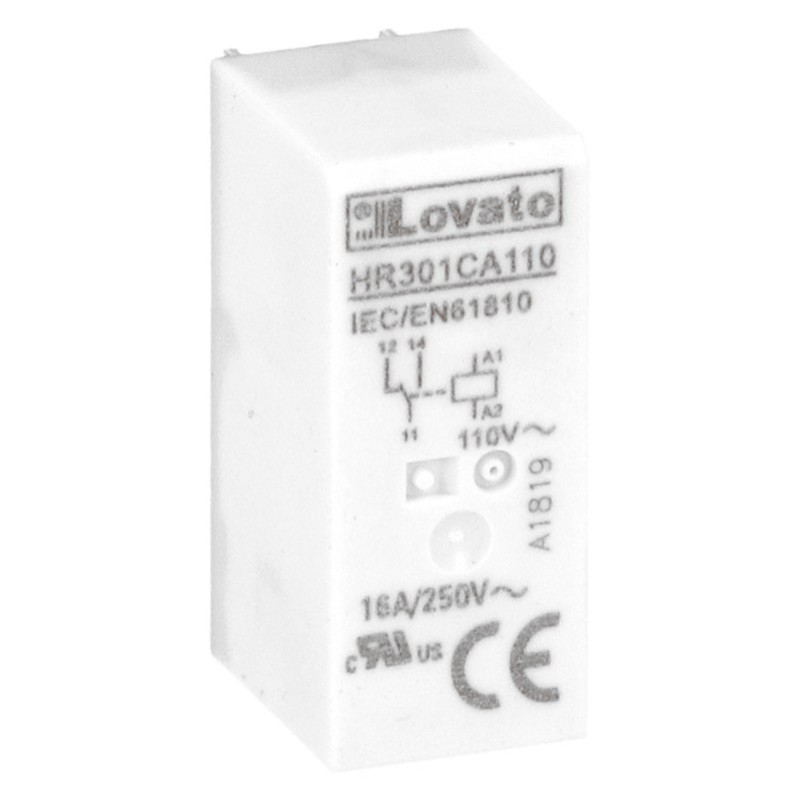 HR301CA110 Lovato Electric HR30 Single Pole 10A Relay 110VAC Coil 1 Change-Over Contact