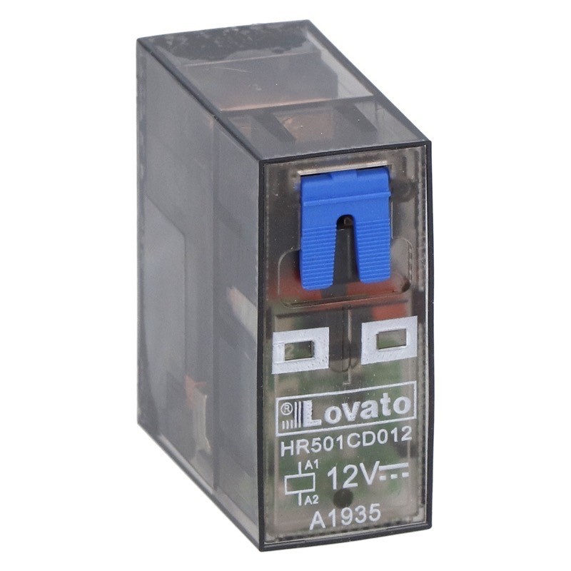 HR501CD012 Lovato Electric HR50 Single Pole 10A Relay 12VDC Coil 1 Change-Over Contact Lockable Test Button and LED Indication