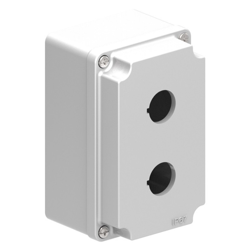 LPZM2A8 Lovato LPZM 2 Hole Empty Metal Enclosure for 22.5mm Control Actuators IP66/IP67 Grey Lid