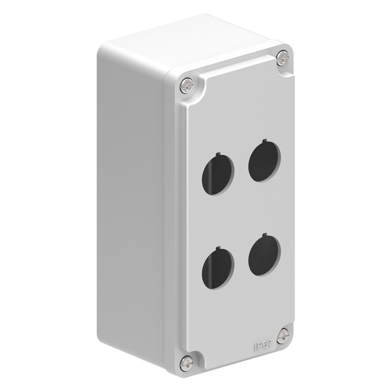 LPZM4CA8 Lovato Electric LPZM 4 Multihole Empty Metal Enclosure for 22.5mm Control Actuators IP66/IP67 Grey Lid