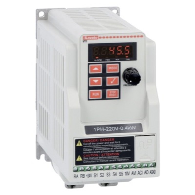 VT107A240 Lovato VT1 Single Phase Variable Speed Drive 200-240V 0.75kW 4.3A with RS485