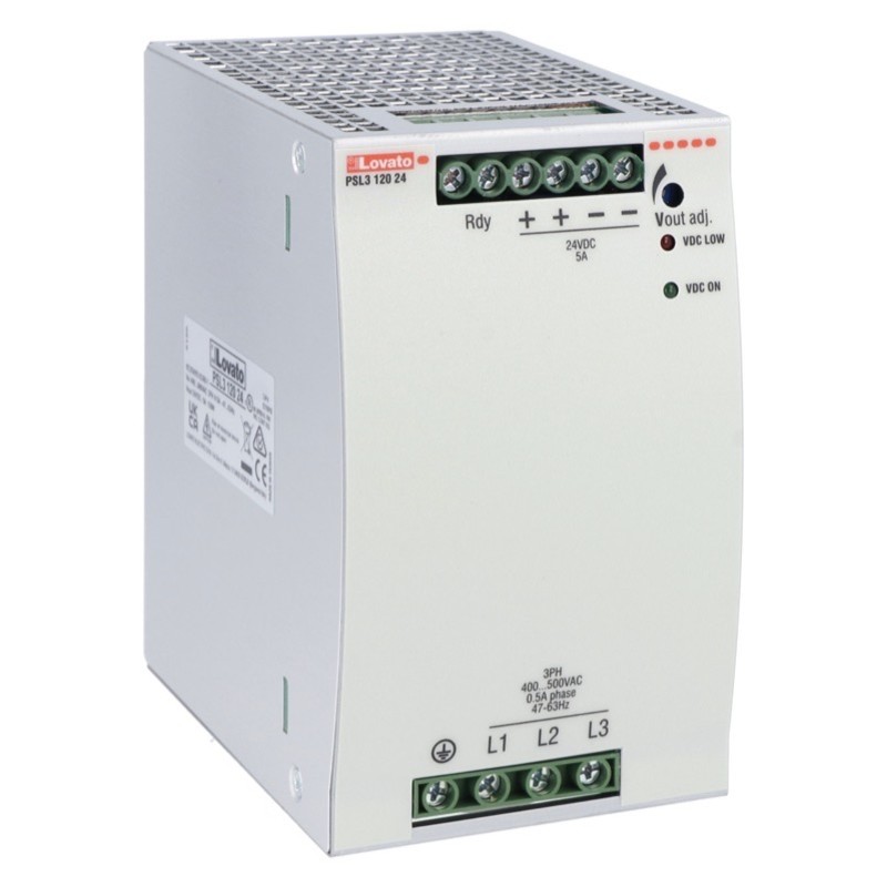 PSL312024 Lovato Electric PSL3 Power Supply 5A 120W 400-500VAC Input Voltage 24VDC Output Voltage