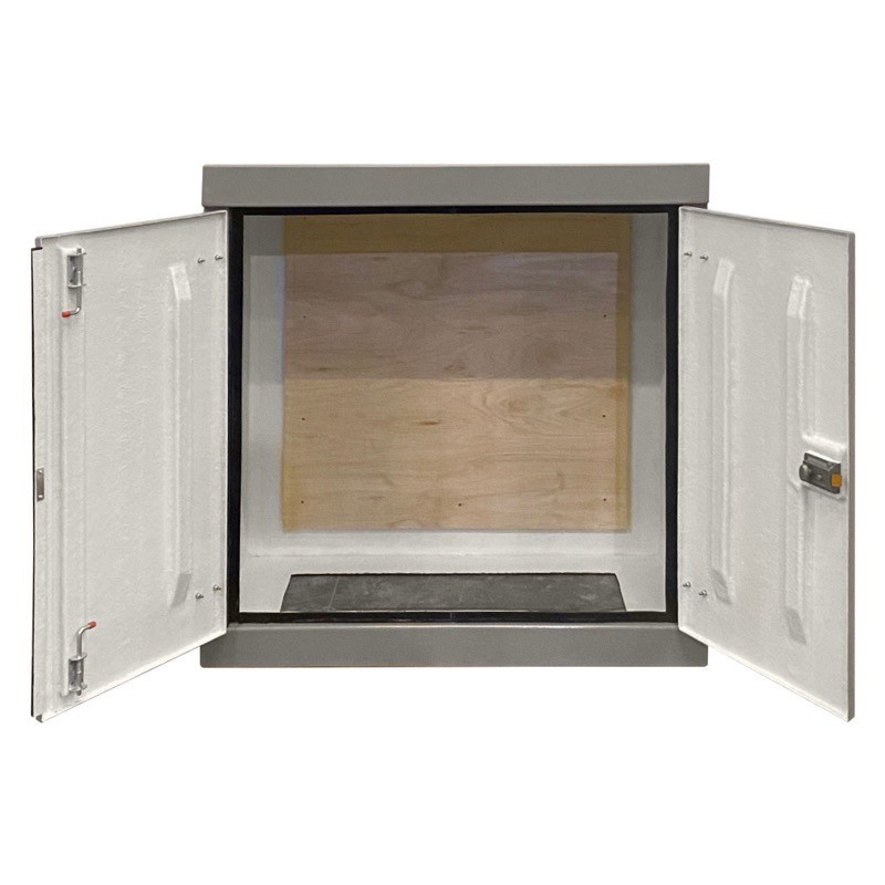 RSC12125GY-SS GRP 1260H x 1215W x 500mmD Roadside Cabinet IP55 with Open Bottom Stainless Steel Hinges