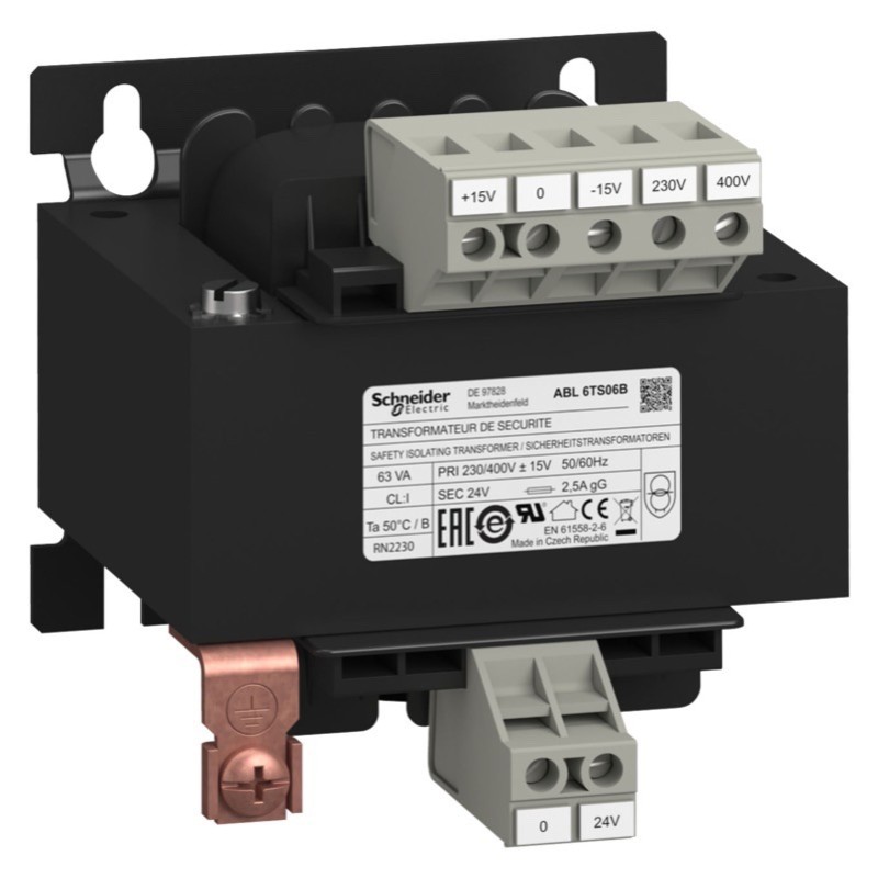 ABL6TS06B Schneider ABL6TS Optimized Range Modicon SELV Transformer 63VA 230-400V Input 24V Output