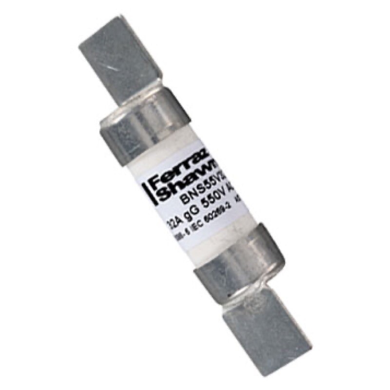 BNS55V20M25 Mersen BNS 20A gM Fuse W1019218 BS88 F1 Motor Rated to 25A Offset Blade 61mm Overall Length with 12mm Blade Length 550VAC