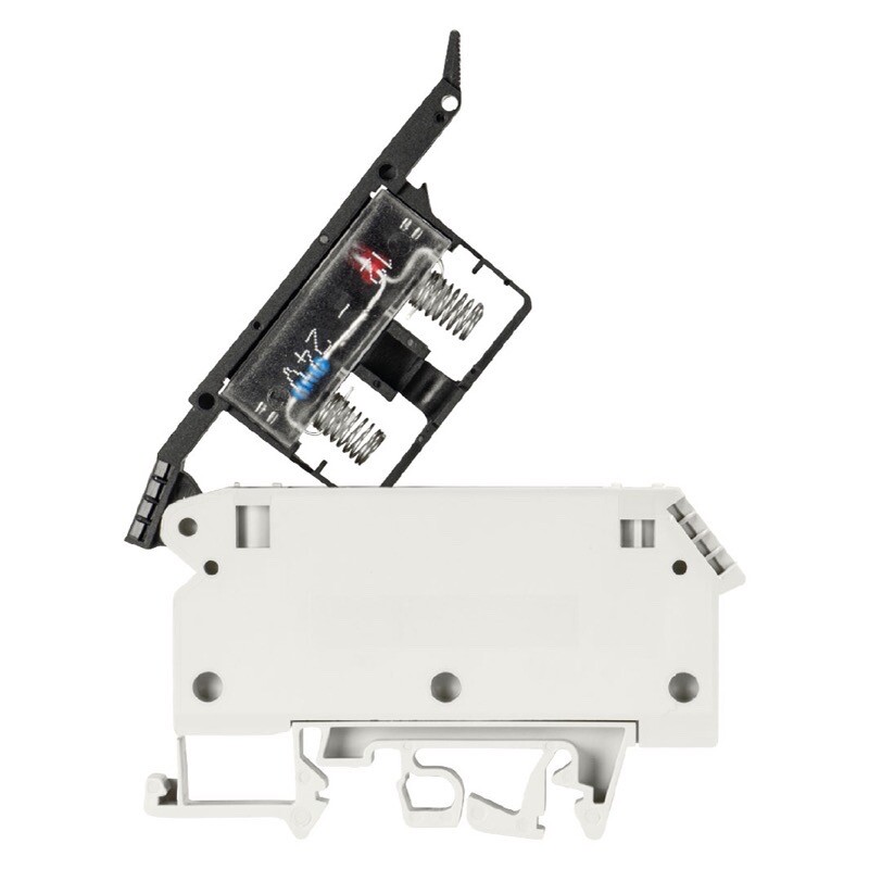 57.904.5555.0 Wieland selos WK 4mm Grey Fuse DIN Rail Terminal with  24V LED Suitable for 5 x 20mm Fuse WK 4/THSI 5 LED 24U /V0