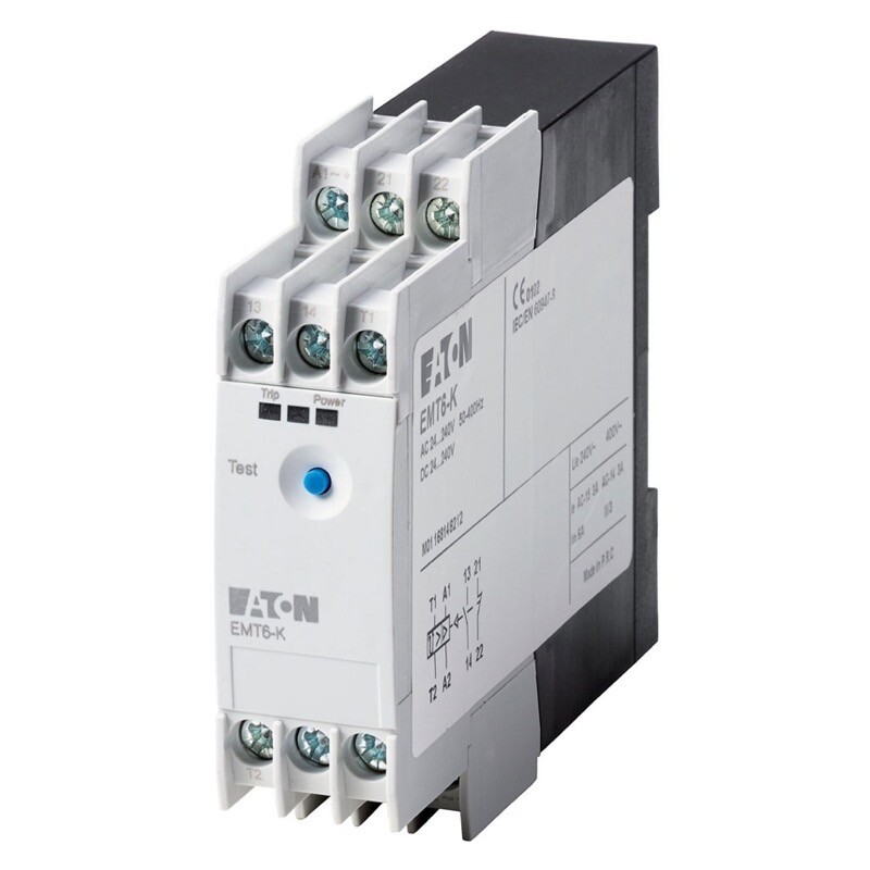 EMT6-K Eaton EMT6 Thermistor Overload Relay 24-240V AC/DC without Reclosing Lockout Trip at Short-circuit in the Sensor Circuit