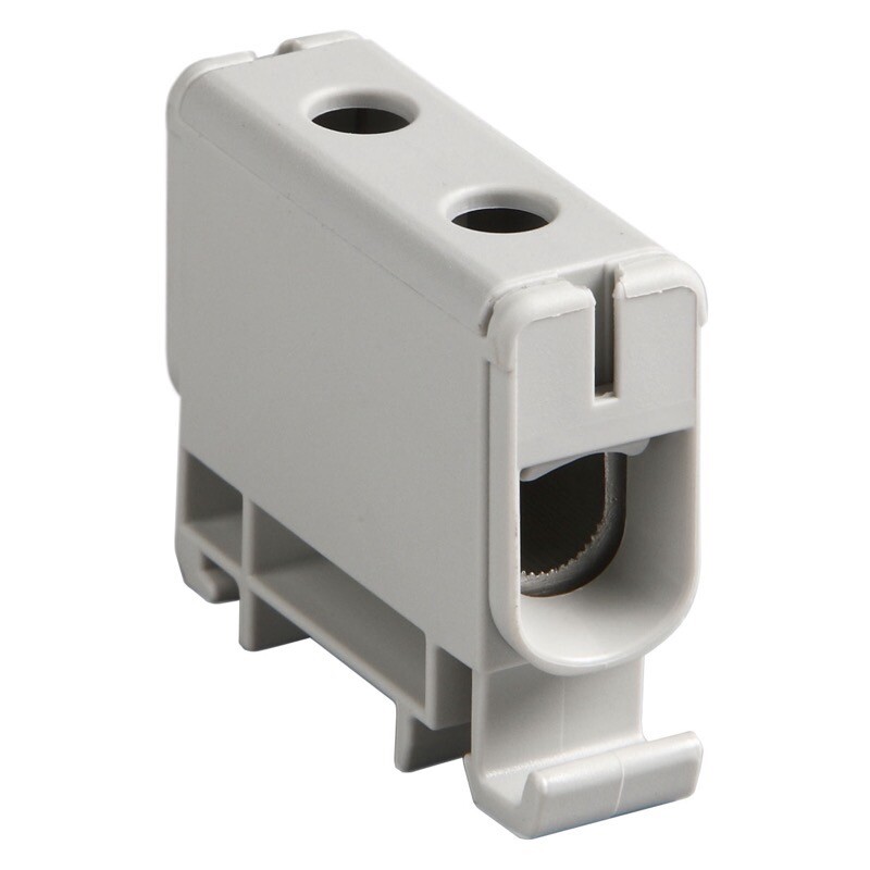 KE61 Ensto Clampo Pro 50mm Grey DIN Rail Terminal for TS35 Rail or Base Mounting Single Feed Through