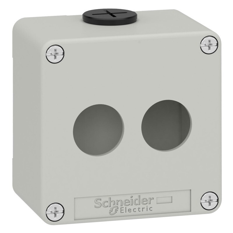 XAPD1202 Schneider Harmony XAPD Empty Grey 2 Hole Control Station Enclosure Die-cast Metal 80H x 80W x 52mmD