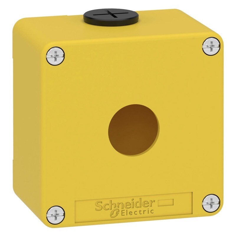 XAPK1201 Schneider Harmony XAPK Empty Yellow 1 Hole Control Station Enclosure Die-cast Metal 80H x 80W x 52mmD